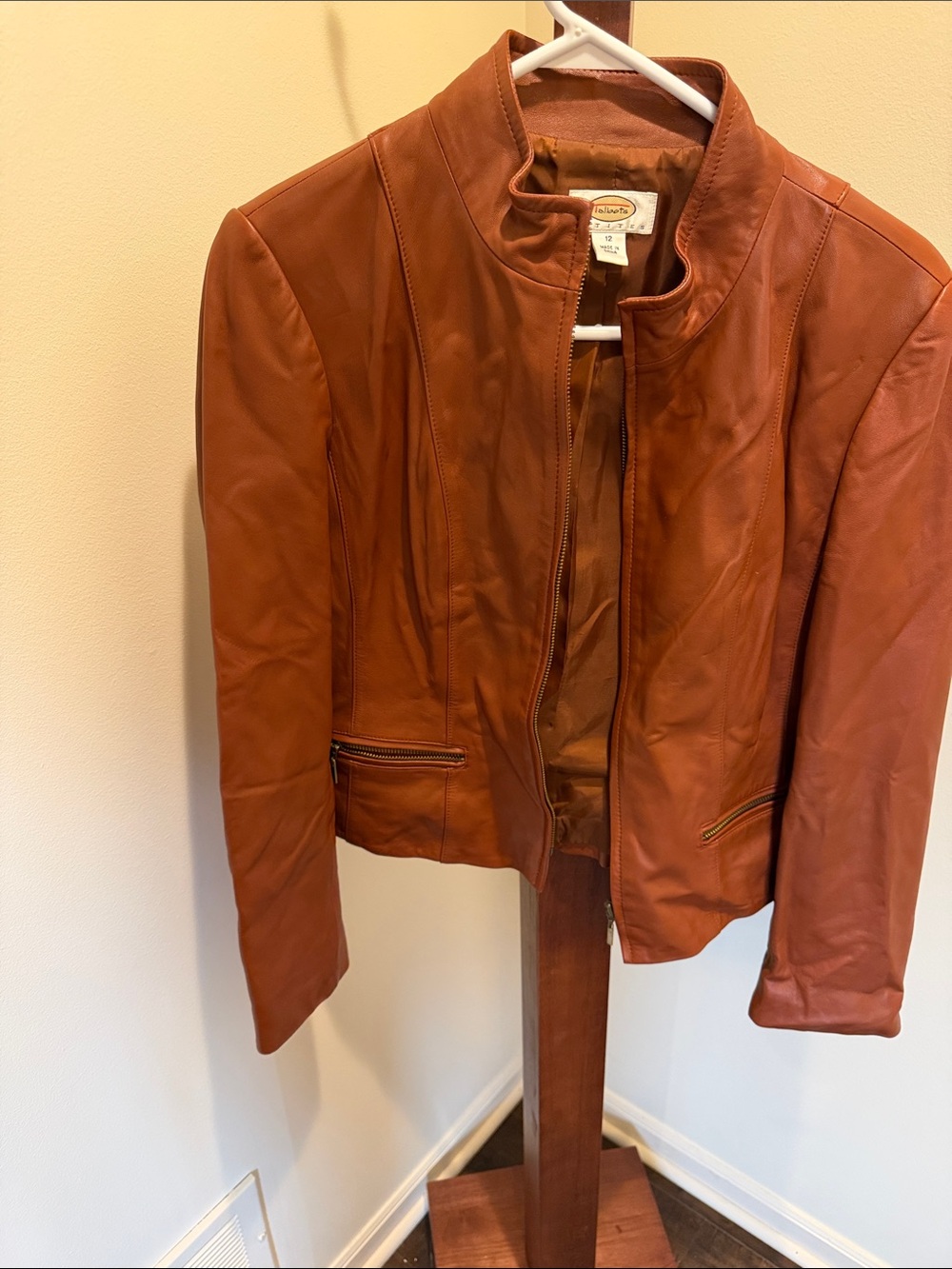 Talbots Brown Leather Zip Jacket